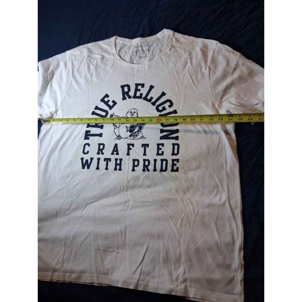 True Religion Brand Jeans Logo‎ Tee Shirt White Spellout Men's 3XL Casual